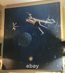 Huge Star Wars Movie Painting On Canvas Death Star X-Wing Starfighters 48x50in