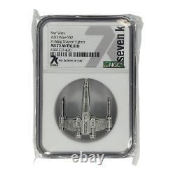 STAR WARS T-65 X-WING FIGHTER 2022 1 oz Silver Special Shape Coin NGC MS70 5A