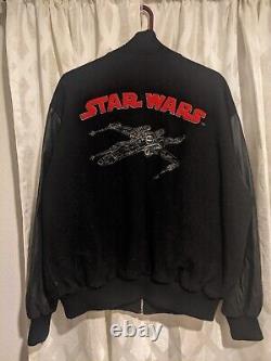 Star Wars Jacket Mens XL Black Leather Wool X-Wing Millennium Collection