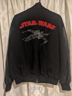 Star Wars Jacket Mens XL Black Leather Wool X-Wing Millennium Collection