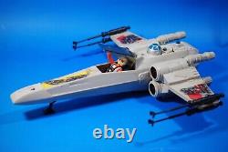 VINTAGE Star Wars COMPLETE BATTLE DAMAGED X WING FIGHTER + FIGURE KENNER WORKS