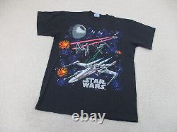 VINTAGE Star Wars Shirt Adult Large Black All Over Print Movie 1997 X Wing Mens