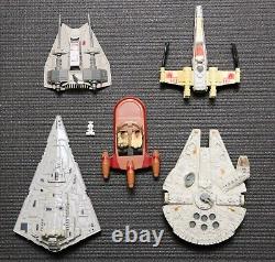 Vintage Star Wars Die Cast Vehicles Lot of 5 Star Destroyer, X-Wing, Falcon +2