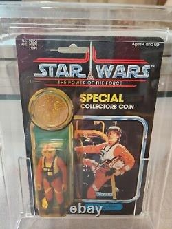 Vintage Star Wars POTF 1984 Luke Skywalker X-Wing Fighter Pilot with Acrylic Case