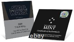 2024 Niue 3 oz Argent $10 Star Wars Pièce en forme de X-wing T-65