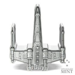 2024 Niue 3 oz Argent $10 Star Wars T-65 X-wing pièce en forme de vaisseau spatial