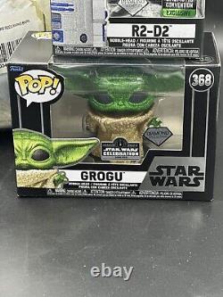 Célébration Star Wars 2022 Funko GROGU LE 5000, R2D2 Pop/Sac X-Wing Loungefly 3k