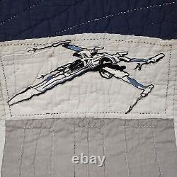 Couverture Boutielle Pottery Barn Kids Full/Queen Star Wars BB-8 R2D2 x Wing Droid Quilt Blanket VTG