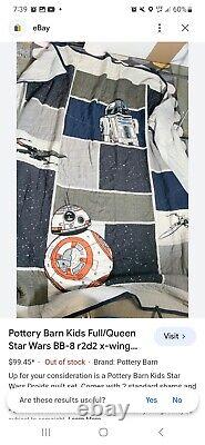 Couverture Boutielle Pottery Barn Kids Full/Queen Star Wars BB-8 R2D2 x Wing Droid Quilt Blanket VTG