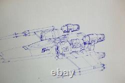 STAR WARS vintage Joe Johnston X-Wing Plan de production Copie utilisée 1976